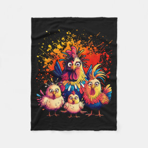 Kleurrijke Grappige Kip Kunst Fleece Deken