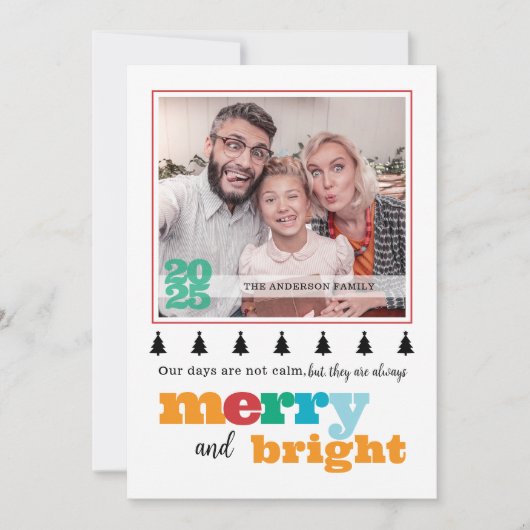 Kleurrijke grappige moderne vrolijke en heldere re feestdagenkaart (Voorkant)