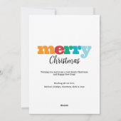 Kleurrijke grappige moderne vrolijke en heldere re feestdagenkaart (Achterkant)