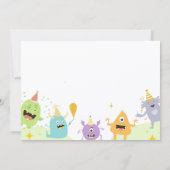 Kleurrijke grappige monster party verjaardag kaart (Achterkant)