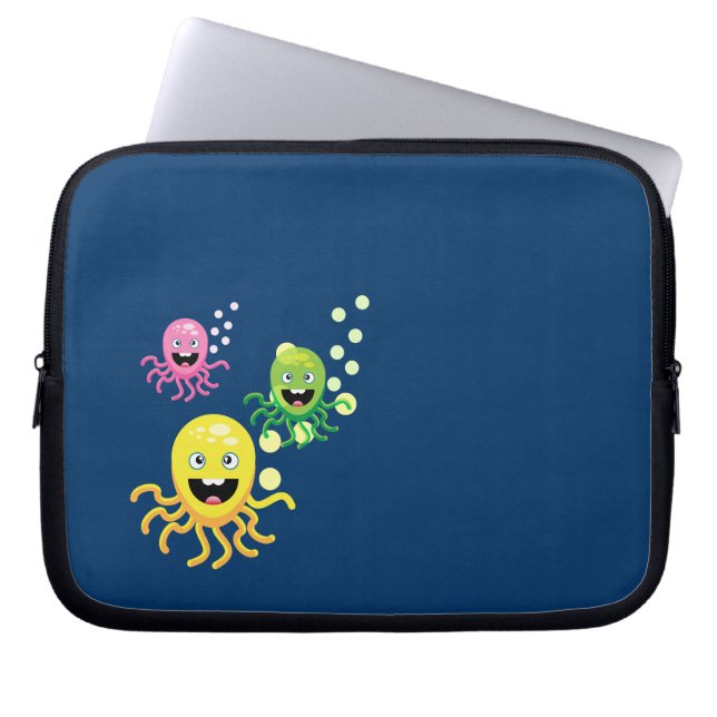 Kleurrijke grappige octopi laptop sleeve (Voorkant)