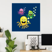 Kleurrijke grappige octopi poster (Thuiskantoor)