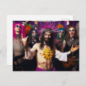 Kleurrijke Grappige Punkrock Feest Jezus Briefkaart (Voorkant / Achterkant)