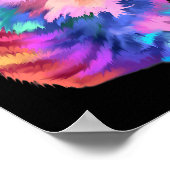 Kleurrijke Grappige Regenboog Kitten Rave Psychede Poster (Hoek)