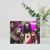 Kleurrijke Grappige Retro Punk Rock Feest Jezus Briefkaart (Staand voorkant)