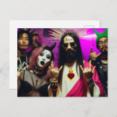 Kleurrijke Grappige Retro Punk Rock Feest Jezus Briefkaart (Voorkant / Achterkant)