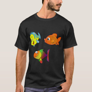 Kleurrijke grappige school vissen t-shirt