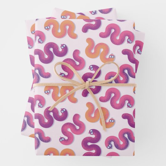 Kleurrijke grappige slangen (roze, paars en oranje inpakpapier vel (In situ)