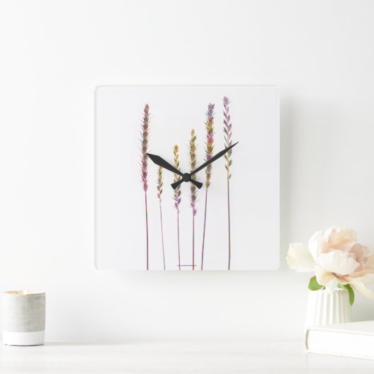 Kleurrijke grassen vierkante klok (Huis)