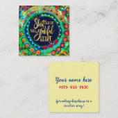 Kleurrijke Grateful Inspirivity Contact Kaart Vierkante Visitekaartje (Voorkant / Achterkant)