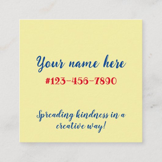 Kleurrijke Grateful Inspirivity Contact Kaart Vierkante Visitekaartje (Achterkant)