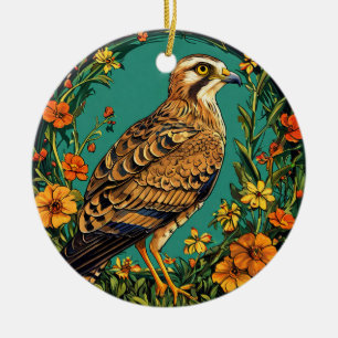 Kleurrijke Grauwe Kiekendief vogel Keramisch Ornament