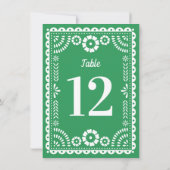 Kleurrijke Green Papel Picado Trouwtafel nummer Kaart (Achterkant)