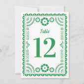Kleurrijke Green Papel Picado Trouwtafel nummer Kaart (Voorkant)