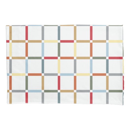 Kleurrijke Grid met Negatieve Ruimte Mid-Mod-geïns Kussensloop (Voorkant)