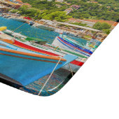 Kleurrijke Griekse vissersboten in de haven van Ki Snijplank (Hoek)