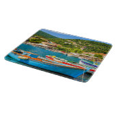 Kleurrijke Griekse vissersboten in de haven van Ki Snijplank (Hoek)