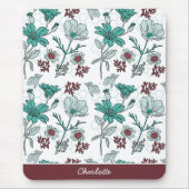 Kleurrijke grienery florale patroon, gepersonalise muismat (Voorkant)