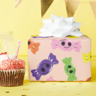 Kleurrijke griezelige Snoepjes Pinky Seamless Hall Cadeaupapier