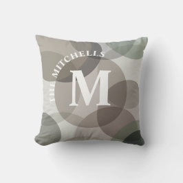 Kleurrijke grijze abstracte cirkels familiemonogra kussen