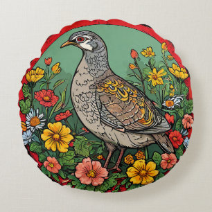 Kleurrijke Grijze Patrijs Artistieke Wilde Vogels Rond Kussen