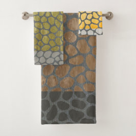 Kleurrijke Grijze Schermkeitjes Bad Handdoek Set