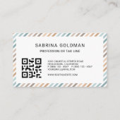 Kleurrijke grijze strips pastkleurige QR-CODE Visitekaartje (Achterkant)