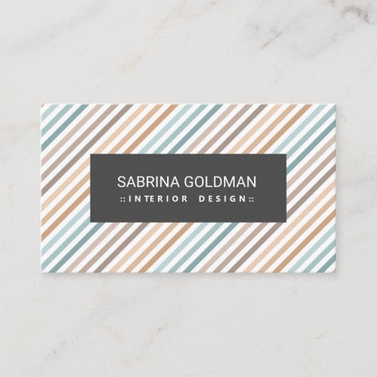 Kleurrijke grijze strips pastkleurige QR-CODE Visitekaartje (Voorkant)