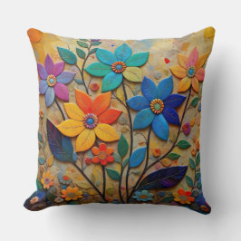 Kleurrijke grillige 3D papercut bloemen Kussen