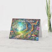 Kleurrijke grillige Art Nouveau Forest Happy Easte Feestdagen Kaart (Voorkant)