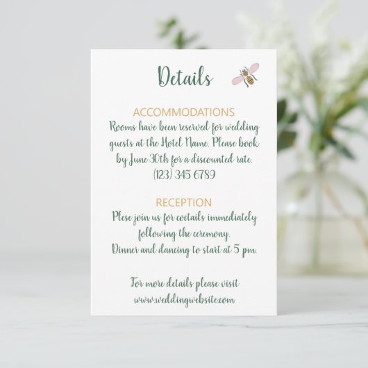 Kleurrijke grillige bloemen bruiloft informatiekaartje (Staand voorkant)