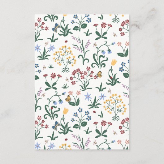 Kleurrijke grillige bloemen bruiloft informatiekaartje (Achterkant)