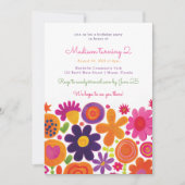 Kleurrijke grillige bloementuin verjaardagsfeestje kaart (Voorkant)