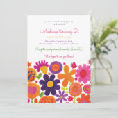 Kleurrijke grillige bloementuin verjaardagsfeestje kaart (Staand voorkant)