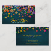 Kleurrijke grillige bloemkunst visitekaartje (Voorkant / Achterkant)