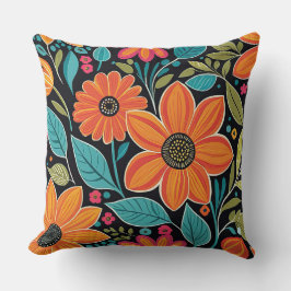 Kleurrijke grillige boho bloemen kussen