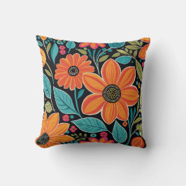 Kleurrijke grillige boho bloemen kussen