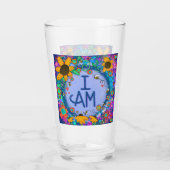 Kleurrijke grillige Daisy Floral Ik ben inspireren Glas (Achterkant)