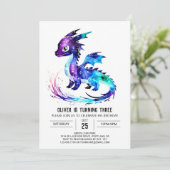 Kleurrijke grillige draak digitale jongen verjaard kaart (Staand voorkant)