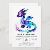 Kleurrijke grillige draak digitale jongen verjaard kaart (Voorkant / Achterkant)