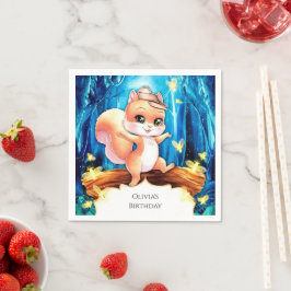 Kleurrijke grillige eekhoorn verjaardag servet