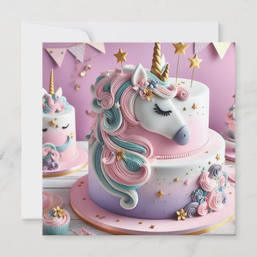 KLEURRIJKE GRILLIGE EENHOORNS VERJAARDAG KAART (Voorkant)