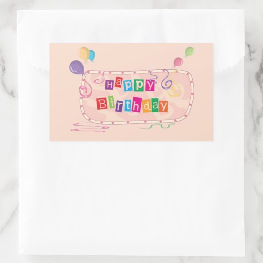 Kleurrijke grillige gelukkige verjaardag rechthoekige sticker (Tas)