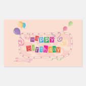 Kleurrijke grillige gelukkige verjaardag rechthoekige sticker (Voorkant)