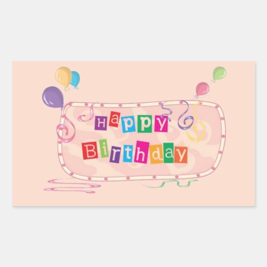 Kleurrijke grillige gelukkige verjaardag rechthoekige sticker (Voorkant)