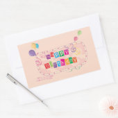 Kleurrijke grillige gelukkige verjaardag rechthoekige sticker (Envelop)