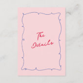 Kleurrijke grillige grens & script bruiloft detail informatiekaartje (Achterkant)