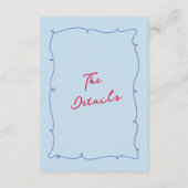 Kleurrijke grillige grens & script bruiloft detail informatiekaartje (Achterkant)