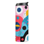 Kleurrijke grillige moderne geometrische vormen thermosbeker (Gedraaid links)