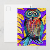 Kleurrijke grillige mozaïek Uil Art Briefkaart (Voorkant / Achterkant)